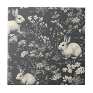 Azulejo De Cerâmica Coelho Elegante Toile Floral Padrão Vintage (8)