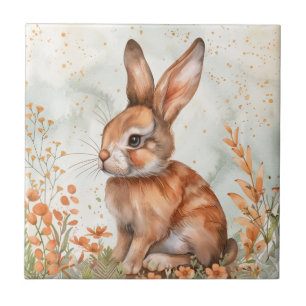Azulejo De Cerâmica Coelho Fofo de Primavera