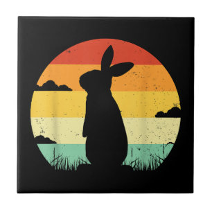 Azulejo De Cerâmica Coelho Retro Estilo Vintage 80s Estilo Bunny Lover