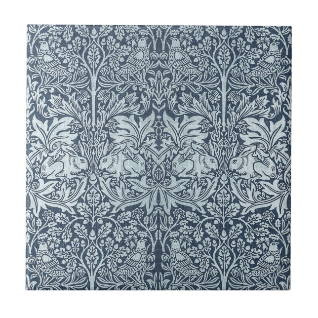 Azulejo De Cerâmica Coelhos brancos - William Morris (Frente)