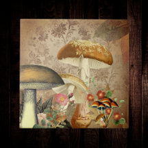 Cogumelo do Ouro Vintage e Ephemera Floral Rosa