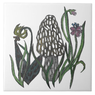 Azulejo De Cerâmica Cogumelo elegante Trivet do Morel