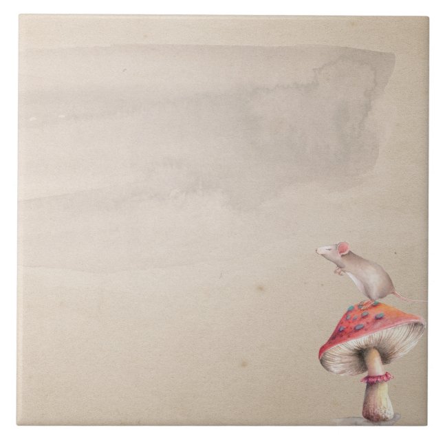 Azulejo De Cerâmica Cogumelo pequeno do rato (Frente)