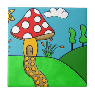 Azulejo De Cerâmica cogumelo vermelho