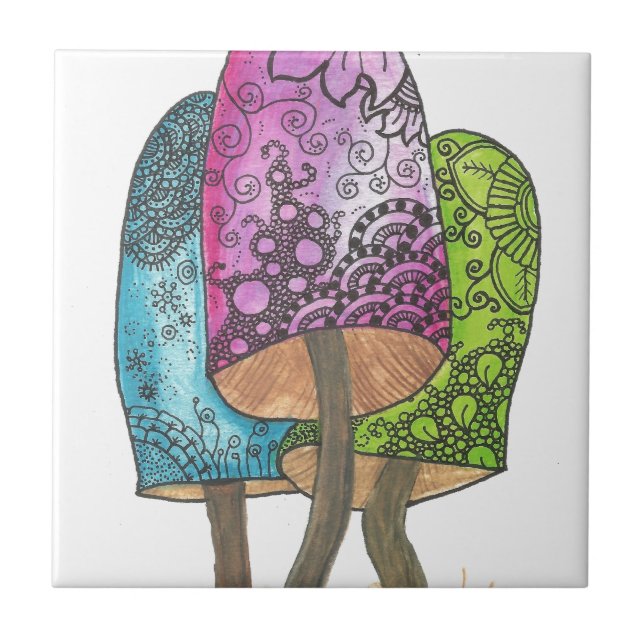 Azulejo De Cerâmica Cogumelos (Frente)