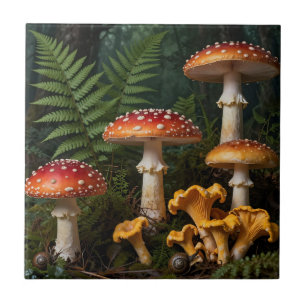 Azulejo De Cerâmica Cogumelos Fly Agaric Floresta Botânica