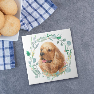 Azulejo de cerâmica coker Spaniel Watercolor