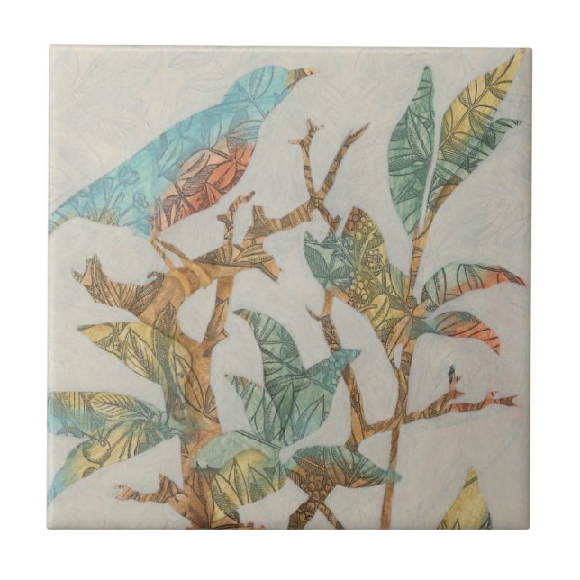 Azulejo De Cerâmica Colagem Aviária I (Frente)
