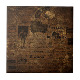 Azulejo De Cerâmica Colagem de Café Vintage