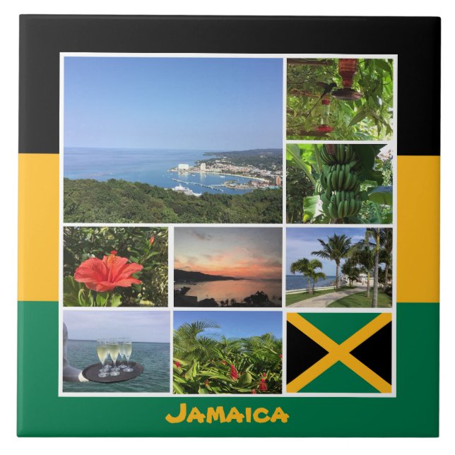 Azulejo De Cerâmica Colagem de Fotos da Jamaica (Frente)