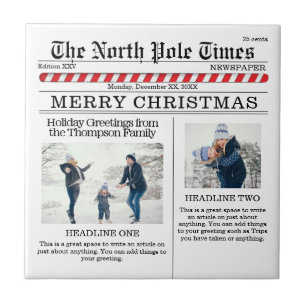 Azulejo De Cerâmica Colagem de Fotos Simples e Fofo de Natal no Jornal