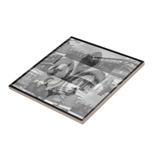 Azulejo De Cerâmica Colagem de Nova Orleães [Trivet] - pequeno