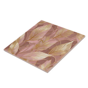 Azulejo De Cerâmica Coleção Blush Dourado Boho Moderno Coleção de Folh