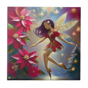 Azulejo De Cerâmica Coleção Christmas Fairy - Cabelo Roxo Liso