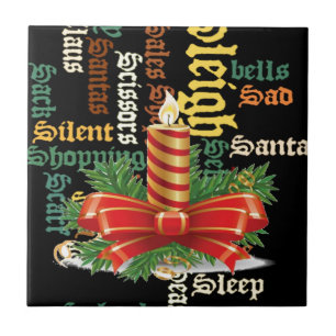 Azulejo De Cerâmica Coleção de Artes de Palavras de Velas de Natal