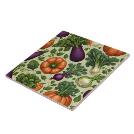 Azulejo De Cerâmica Coleção de Comidas Saudáveis de Vegetais Felizes P