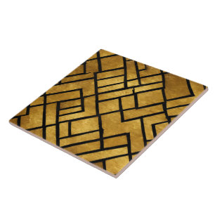 Azulejo De Cerâmica Coleção de Deco de Arte Preta Dourada Moderna