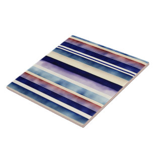 Azulejo De Cerâmica Coleção de faixas de boi azul de Marinho de Verão 
