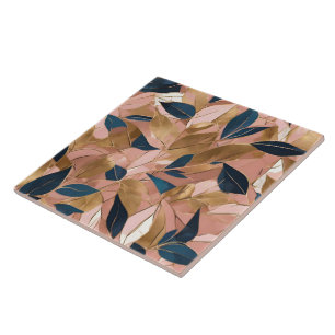 Azulejo De Cerâmica Coleção de Folhas Populares de Boho Dourado Cor-de