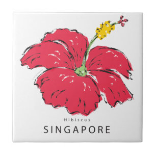 AZULEJO DE CERÂMICA COLEÇÃO DE HIBISCUS SINGAPURA