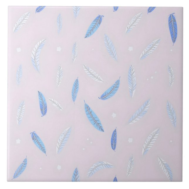 Azulejo De Cerâmica Coleção de Luxo Boho Tendência Penas (Frente)