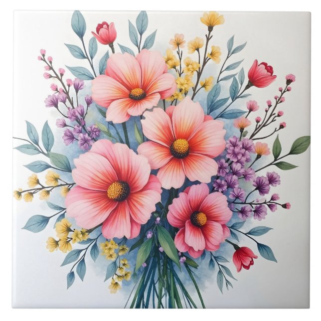 Azulejo De Cerâmica Coleção de Luxo Flores Silvestres da Moda (Frente)