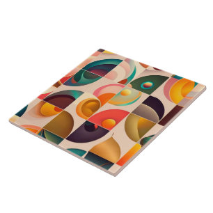 Azulejo De Cerâmica Coleção de Tendência Retroativa Abstrato quadrada