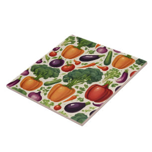 Azulejo De Cerâmica Coleção de tendências de Comida Feliz para Vegetai