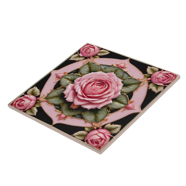 Azulejo De Cerâmica Coleção de Tendências Lindas Rosas Rosa (Lateral)