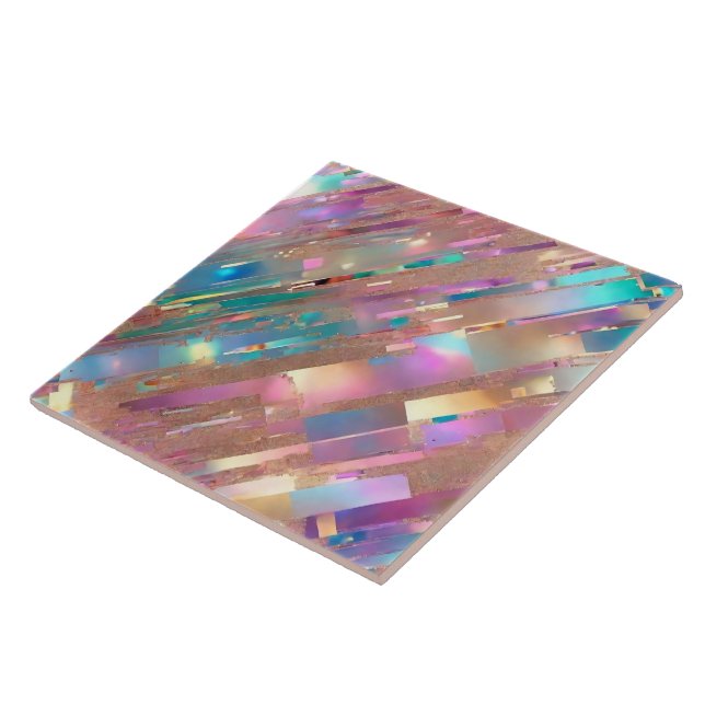 Azulejo De Cerâmica Coleção Holográfica Opal Moderna da Glitter (Lateral)