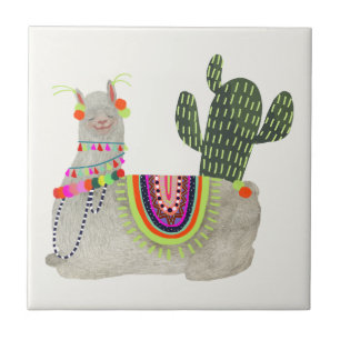 Azulejo De Cerâmica Coleção Llamarama Lamas sorridentes