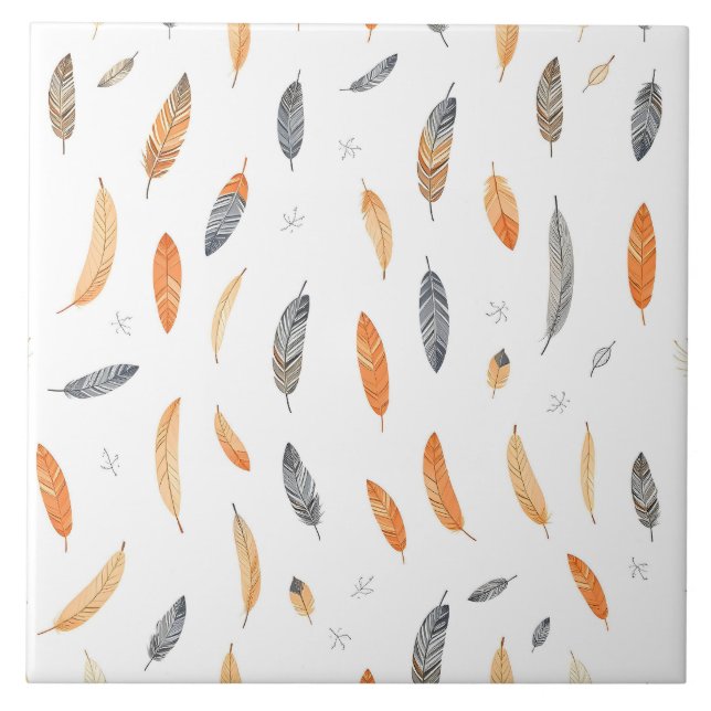 Azulejo De Cerâmica Coleção Luxuosa de Moda Boho Feathers (Frente)