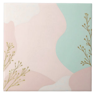 Azulejo De Cerâmica Coleção Moderna Abstrata Rosa Bege e Verde Menta