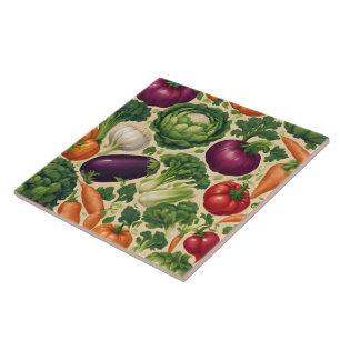 Azulejo De Cerâmica Coleção Popular de Comidas Feliz e Saudáveis Veget