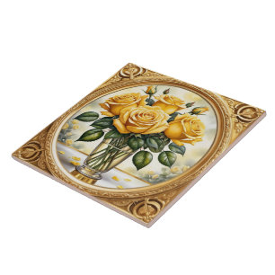 Azulejo De Cerâmica Coleção Popular de Rosa Amarelo