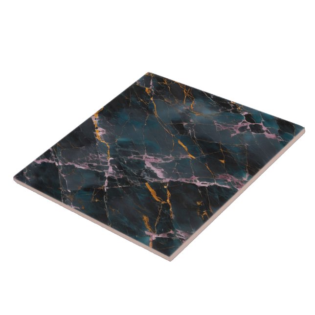 Azulejo De Cerâmica Coleção Popular Dourada Rosa Azul no Oceano Marble (Lateral)