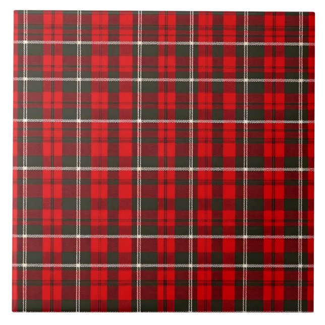 Azulejo De Cerâmica Coleção Popular Tradicional Vermelha Xadrez Tartan (Frente)