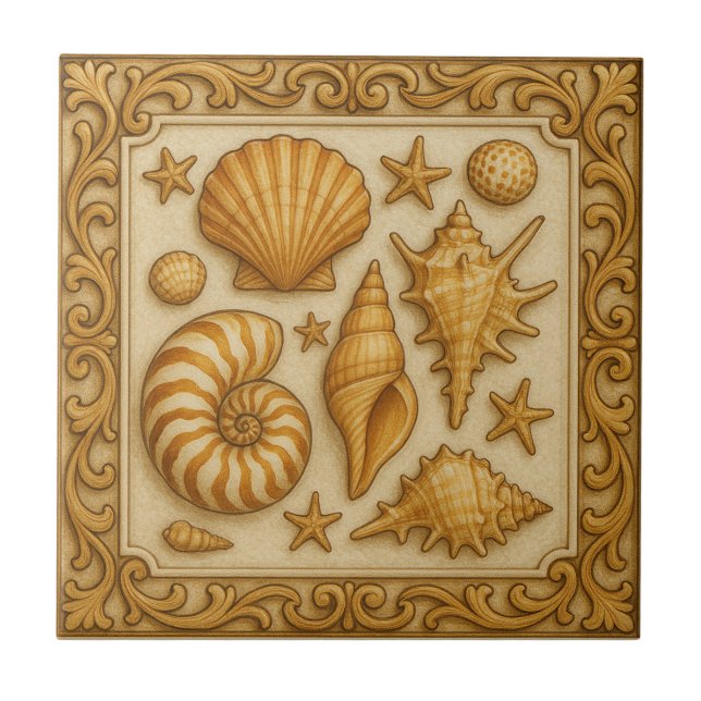 Azulejo De Cerâmica Coleção Seashells (Frente)