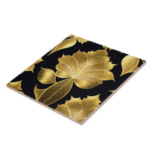 Azulejo De Cerâmica Coleção Trendy Black Dourado Art Deco