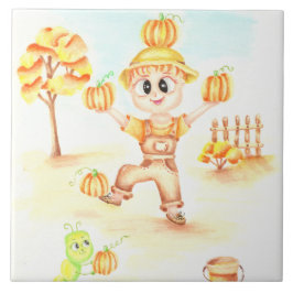 Azulejo De Cerâmica colheita de feliz, garotinho de gengibre