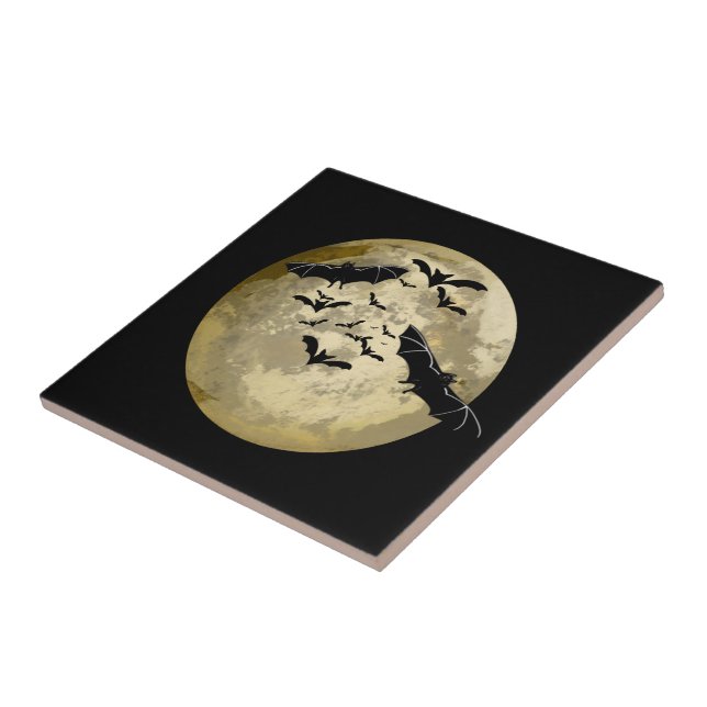 Azulejo De Cerâmica Colheita De Halloween Completo De Lua E De Voo Not (Lateral)