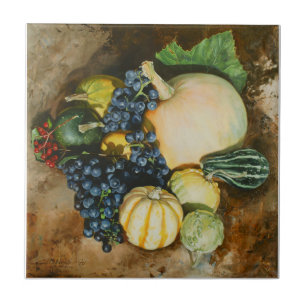 Azulejo De Cerâmica Colheita de outono com Pumpkins, Nuvens