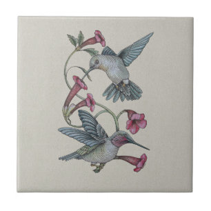Azulejo De Cerâmica Colibris & videira