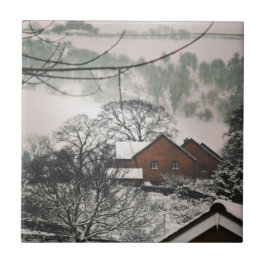 Azulejo De Cerâmica Colinas de árvores da Paisagem Welsh de inverno