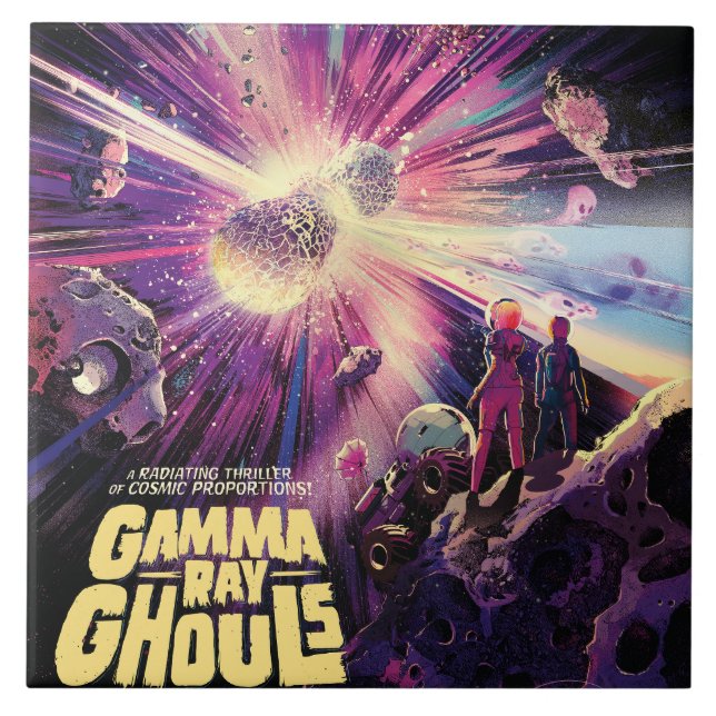 Azulejo De Cerâmica Colisão Cósmica de Kilonova Ray Burst Pulsares Gam (Frente)