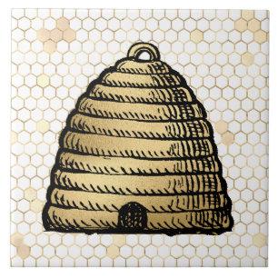 Azulejo De Cerâmica Colmeia de Abelhas Rustico Dourado Favo de Mel