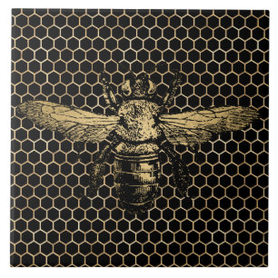 Azulejo De Cerâmica Colmeia Rústica Dourada Mel Comb Negro