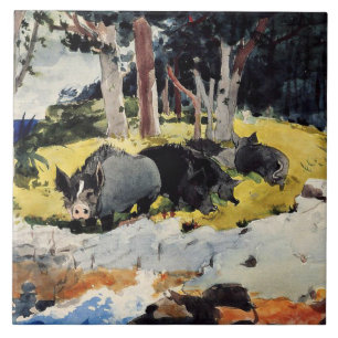 Azulejo De Cerâmica Colonizadores das Bermudas, uma pintura de Winslow