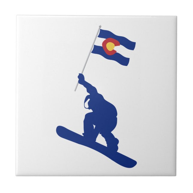 Azulejo De Cerâmica Colorado Snowboard Flag (Frente)