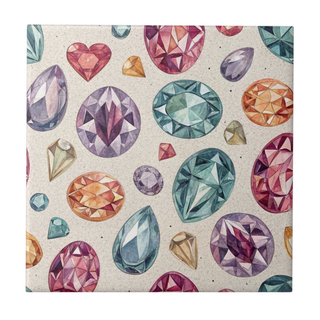 Azulejo De Cerâmica Colorful Gemstone Pattern (2) (Frente)
